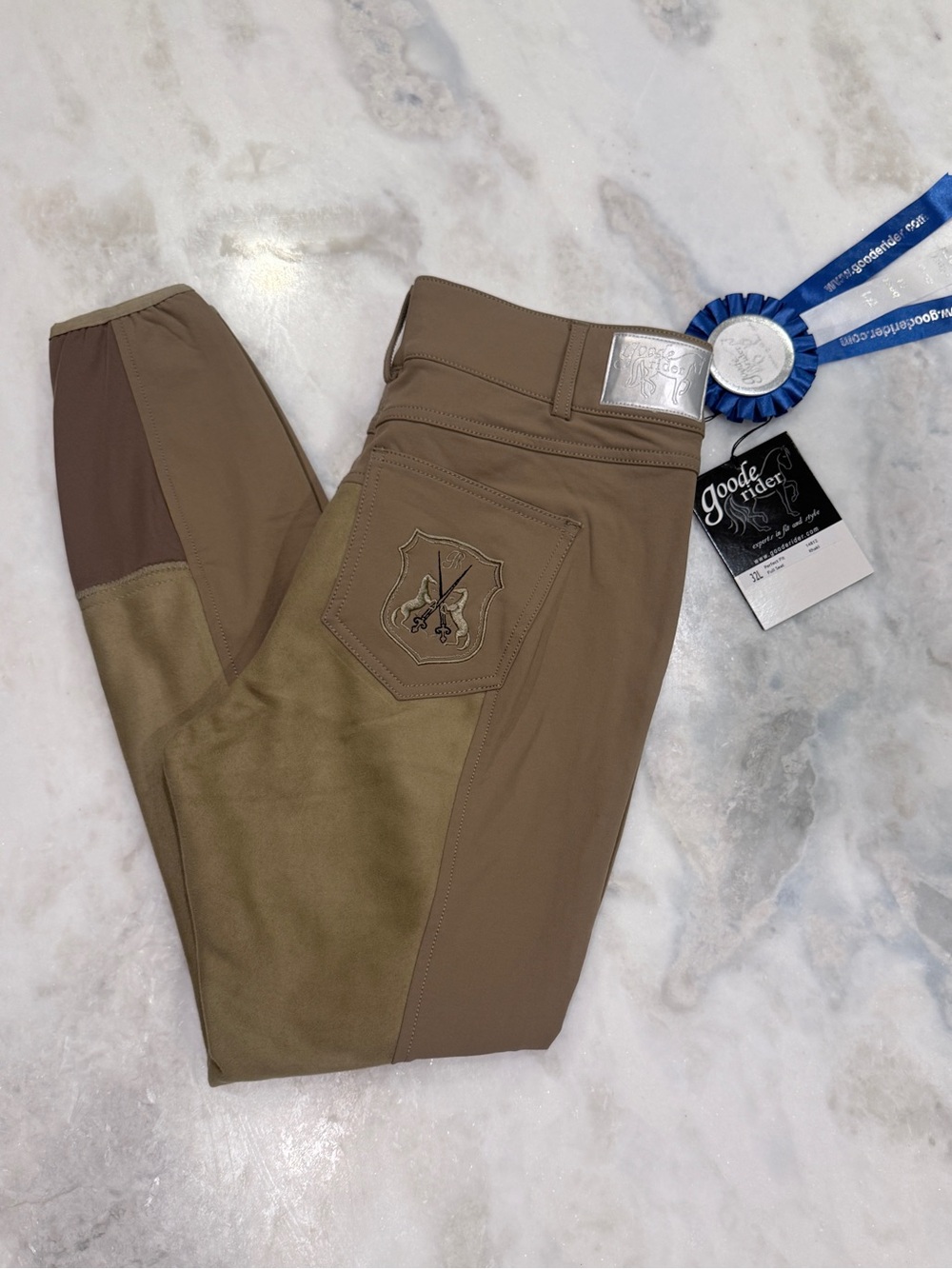 NWT Goode Rider Perfect Fit Full Seat Breeches 32L Khaki Tan Hunter Jumper